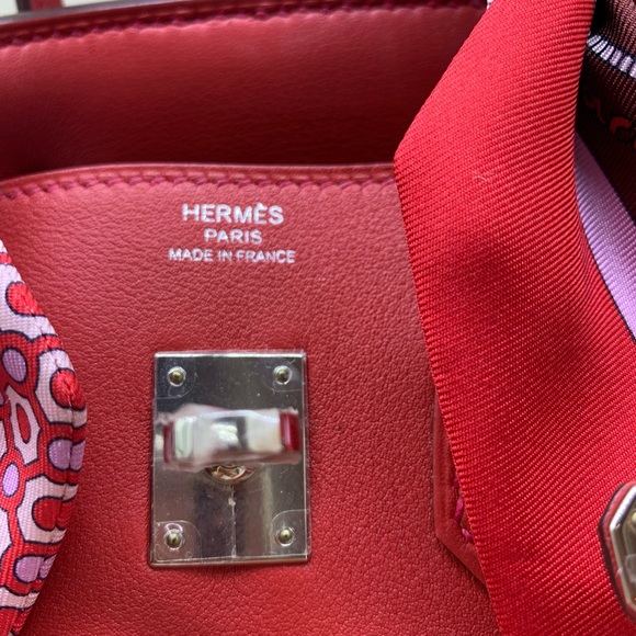 BNWB HERMES BIRKIN 25 Vermilion Red Swift SHW - Picture 4 of 8